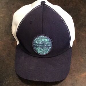 Vineyard Vines Navy & White Trucker Hat with Tropical Patch